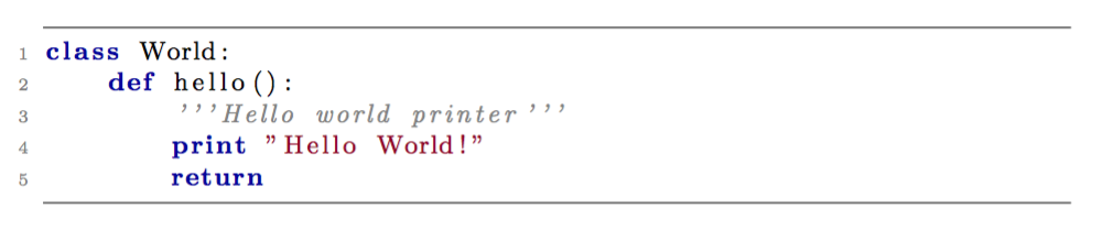 LaTex listlisting syntax highlighting example